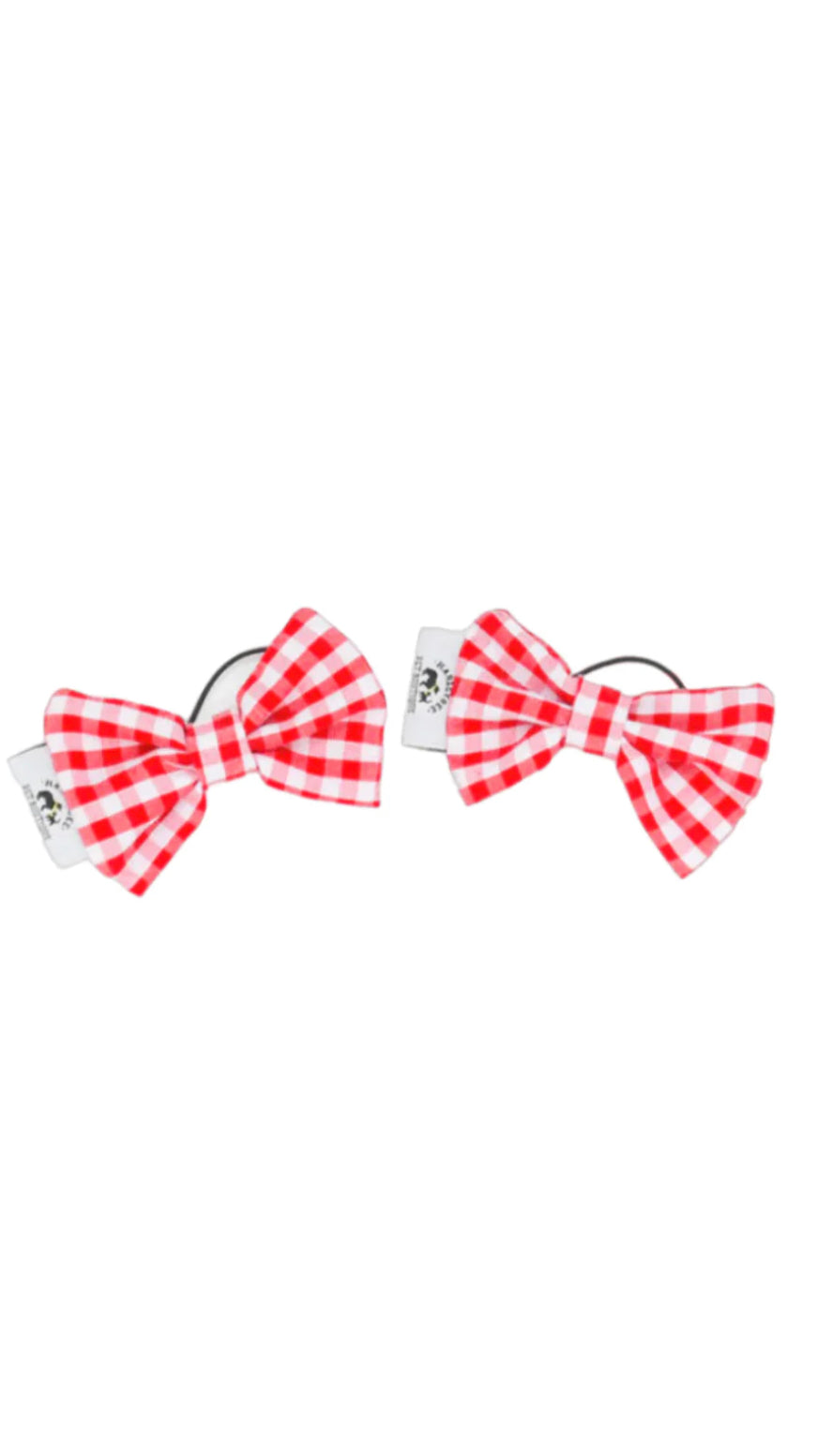 Gingham Crimson Hair Bow