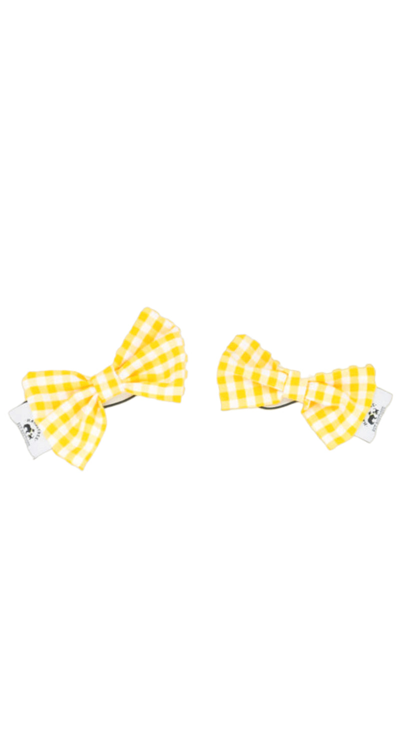Gingham Canary Hairbow