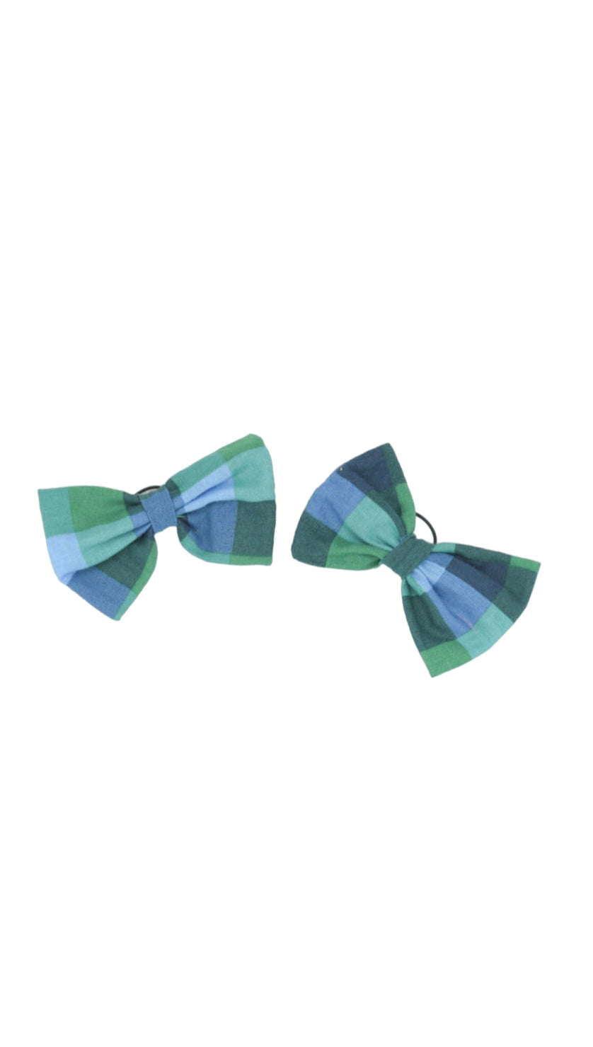 Flannel Blue & Green Hairbow