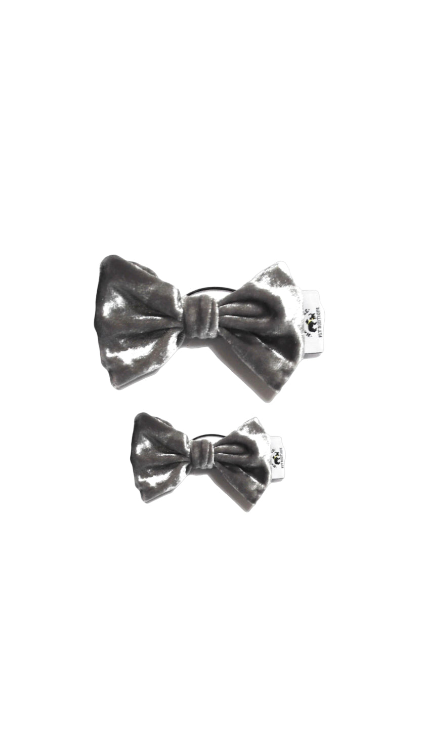 Velvet Silver Hair Bow