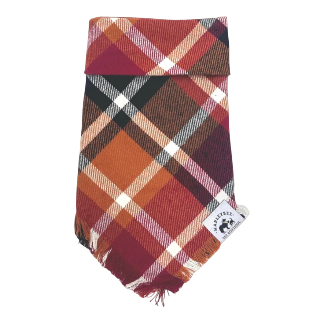 Flannel Merlot Fringe Bandana